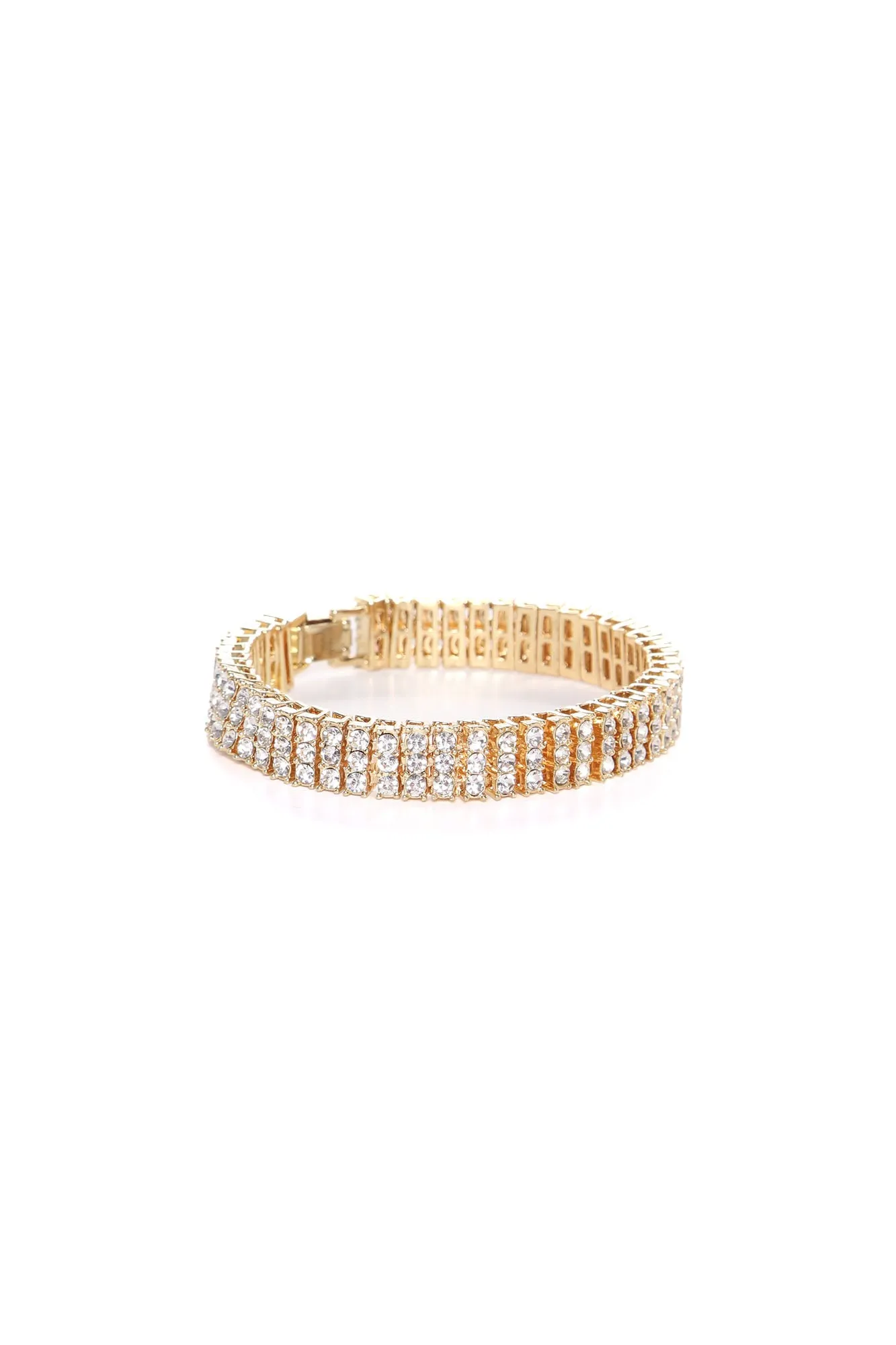 12m 3 Row Tennis Bracelet - Gold