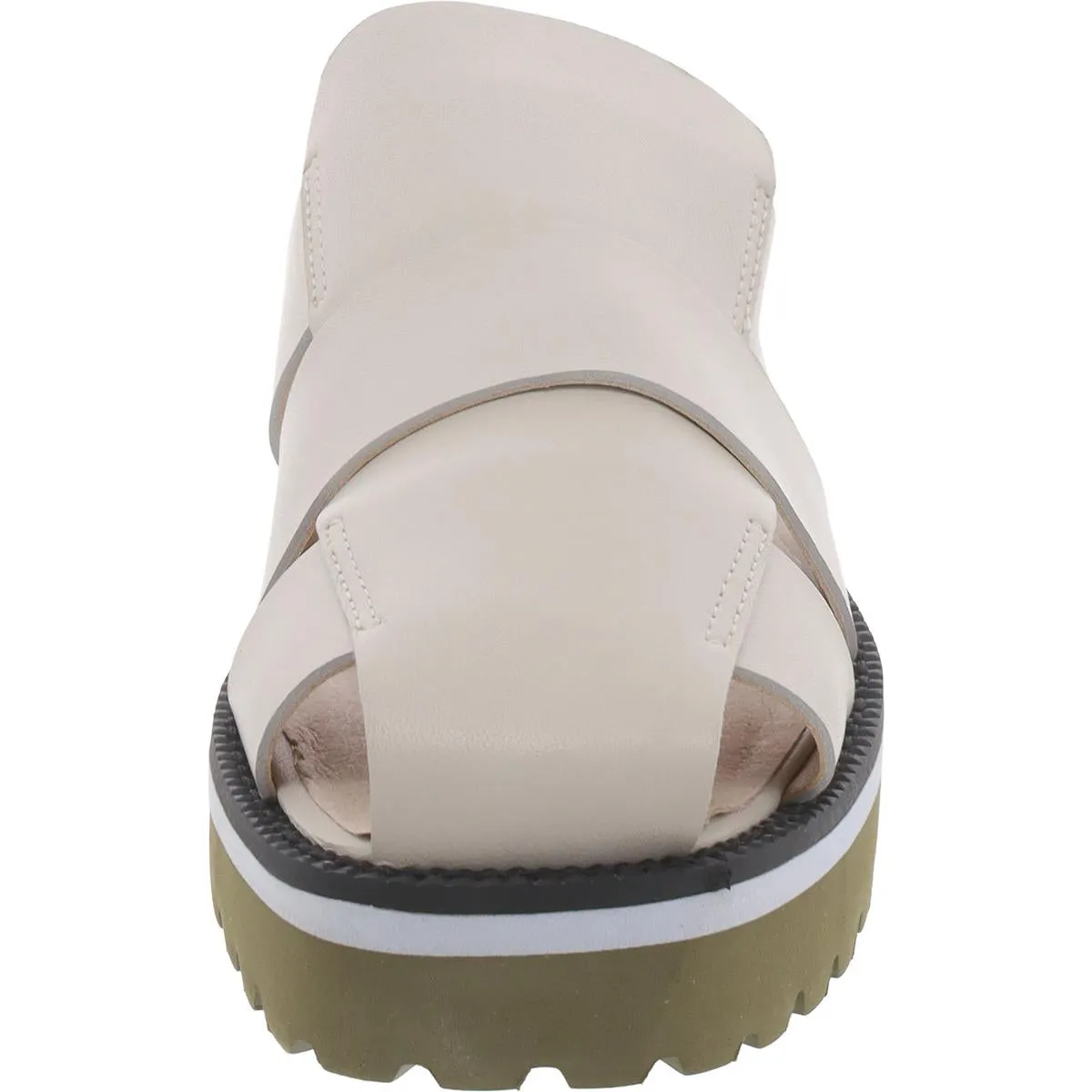 All Black Womens Banded Lugg Mule Leather Mule Mule Sandals