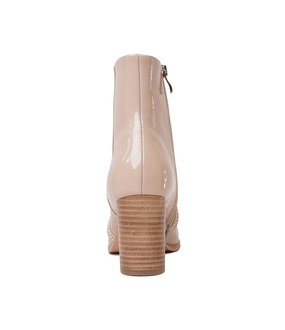 Anahi Cafe Patent Ankle Boots