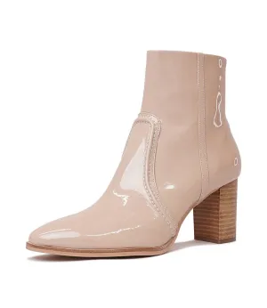 Anahi Cafe Patent Ankle Boots