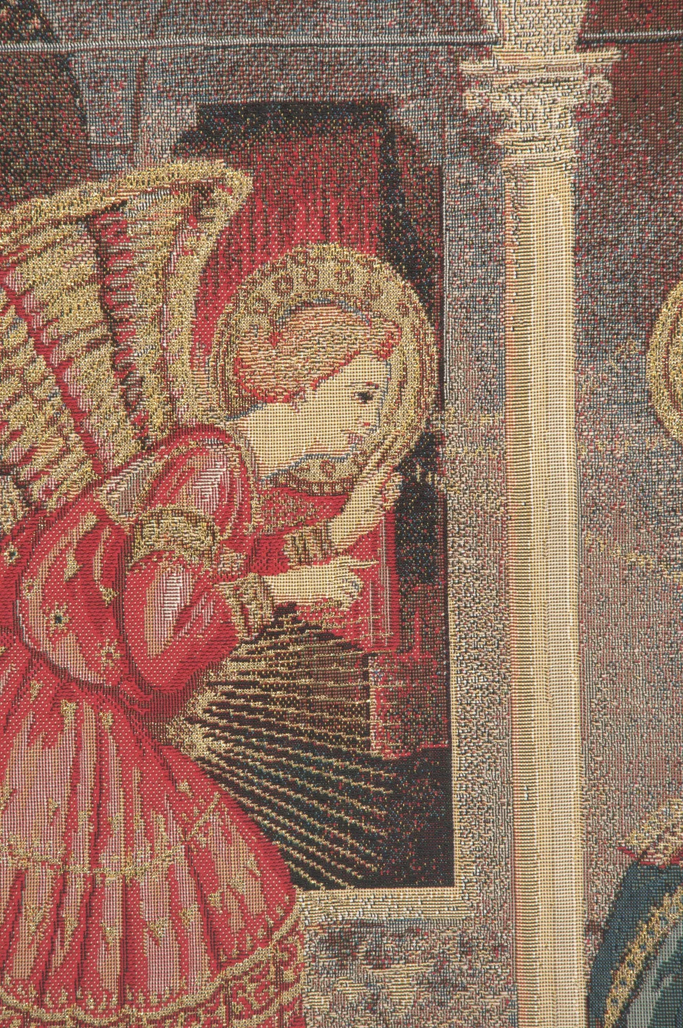 Annunciation with gold lurex European Tapestries by Fran Angelio