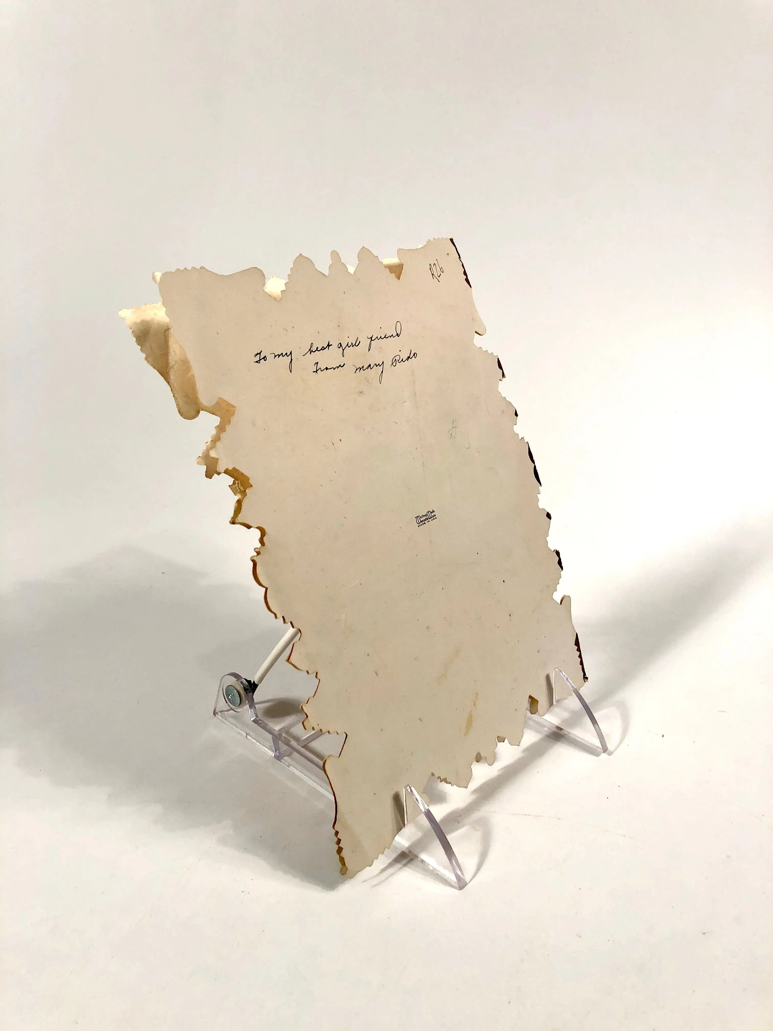 Antique 1920's Layered Paper VALENTINE Card || Die-Cut with Dollies