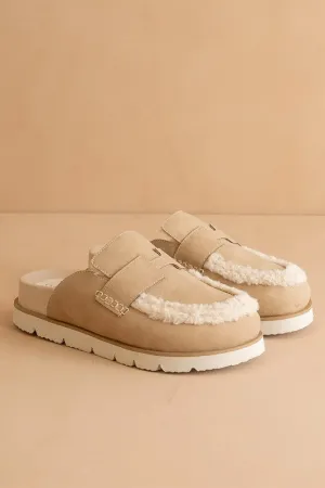Avalon Suede Shearling Loafer Mule
