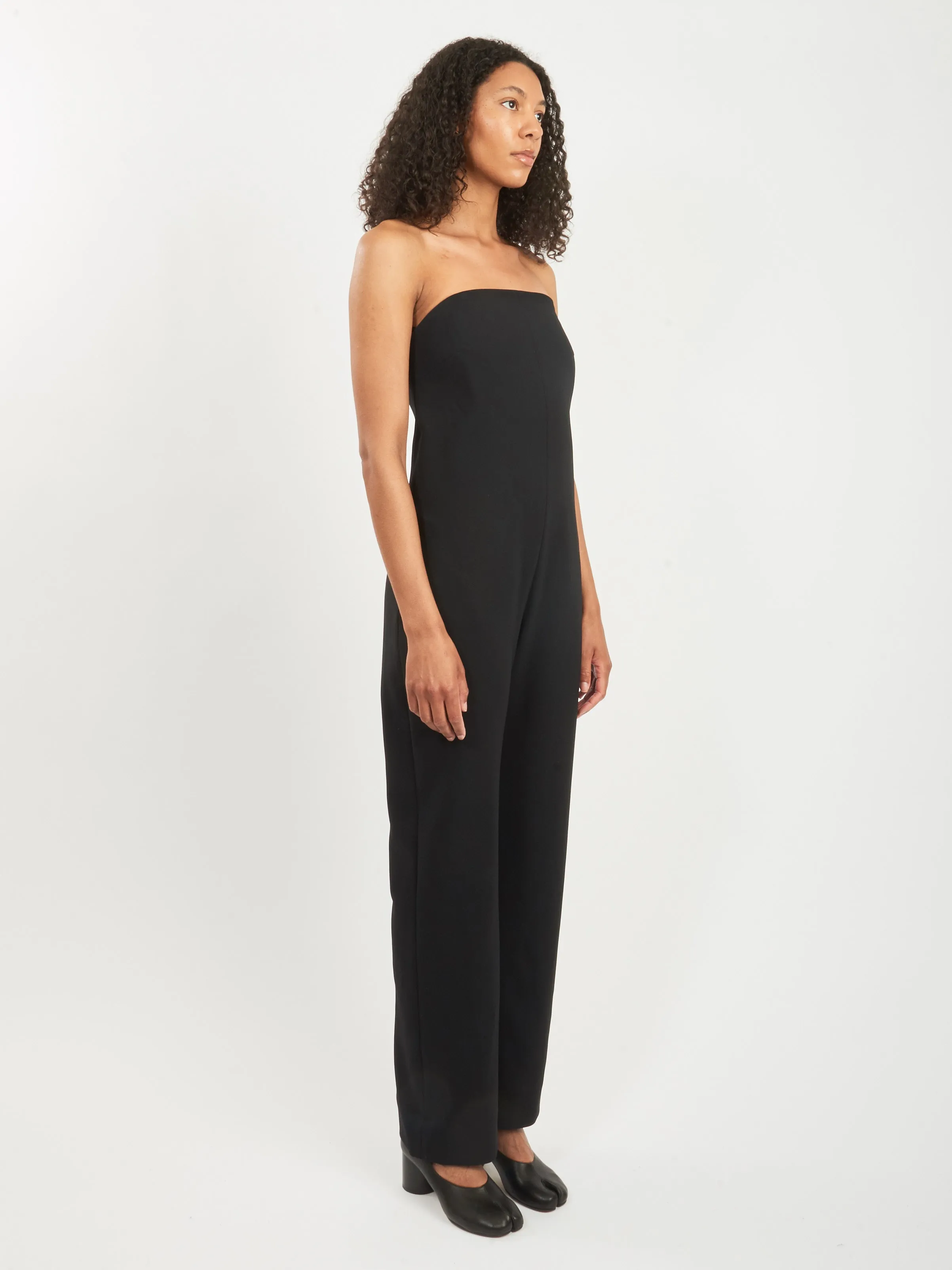 Black Strapless Fluid Jumpsuit