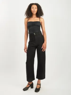 Black Stretch Light Weight Tech Knit Shirred Cami