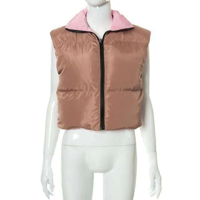 Blue and Yellow Colour Block Puffer Gilet