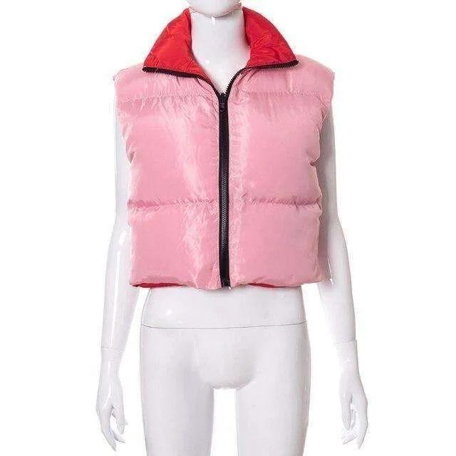 Blue and Yellow Colour Block Puffer Gilet