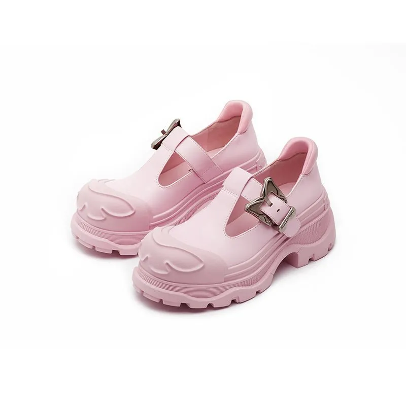 Butterfly Manor Thorns Series Butterfly Buckle Mary Janes Shoes In Pink