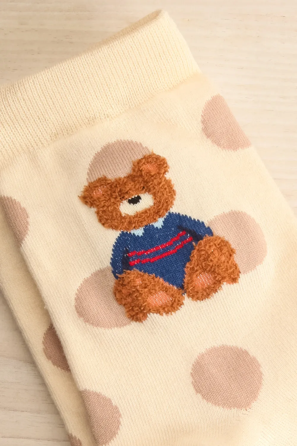 Cairo Ivory | Crew Socks w/ Fuzzy Bear Details