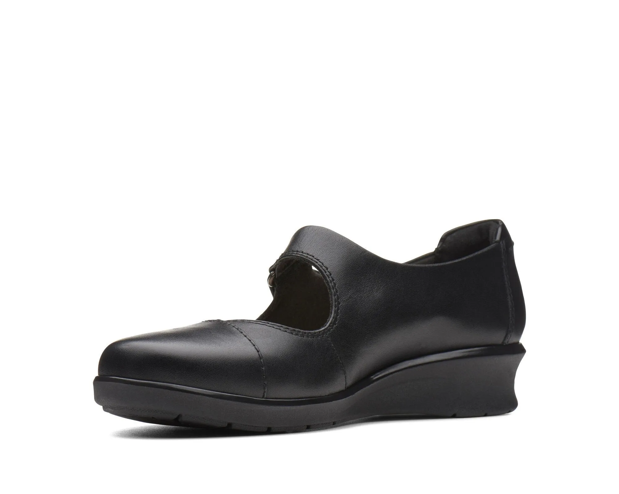Clarks Hope Henley Black Leather Standard Width