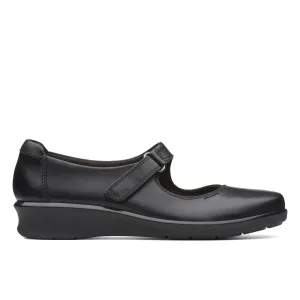Clarks Hope Henley Black Leather Standard Width