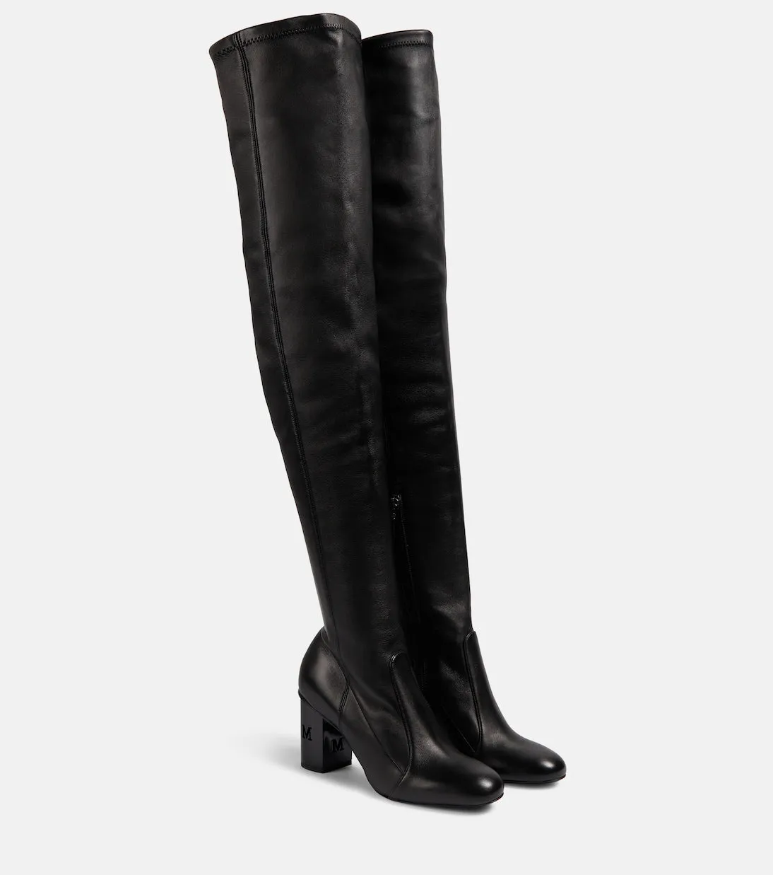 Damier Max Mara leather boots, black