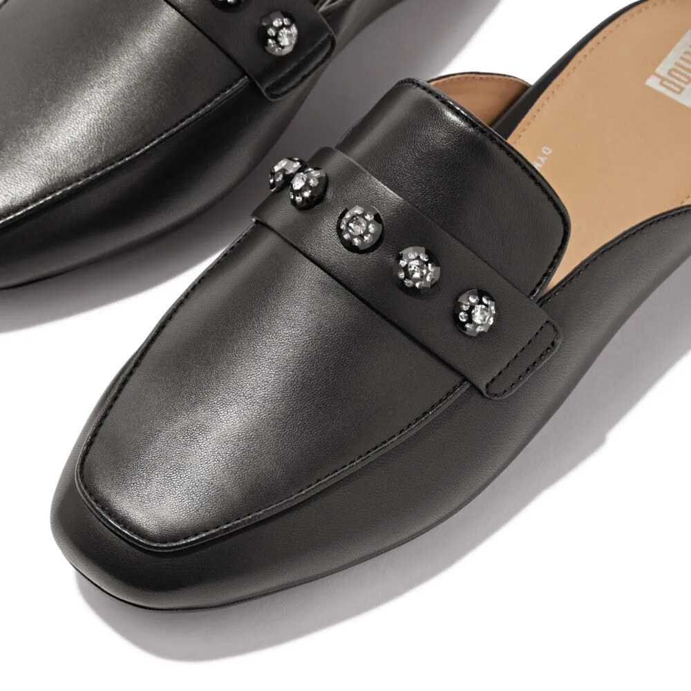 DELICATO Crystal-Cluster Soft Leather Mules