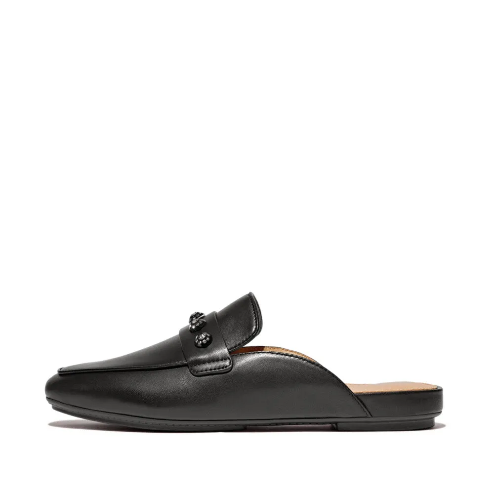 DELICATO Crystal-Cluster Soft Leather Mules