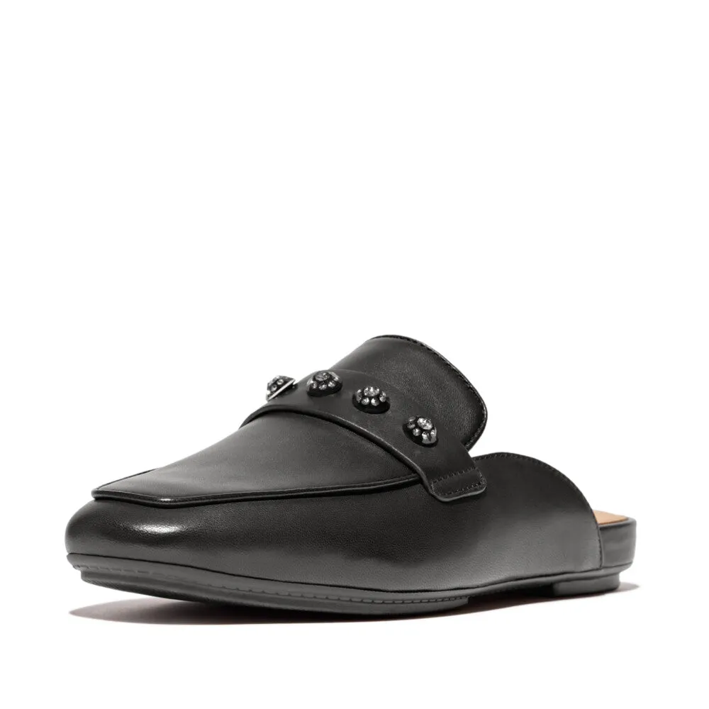 DELICATO Crystal-Cluster Soft Leather Mules