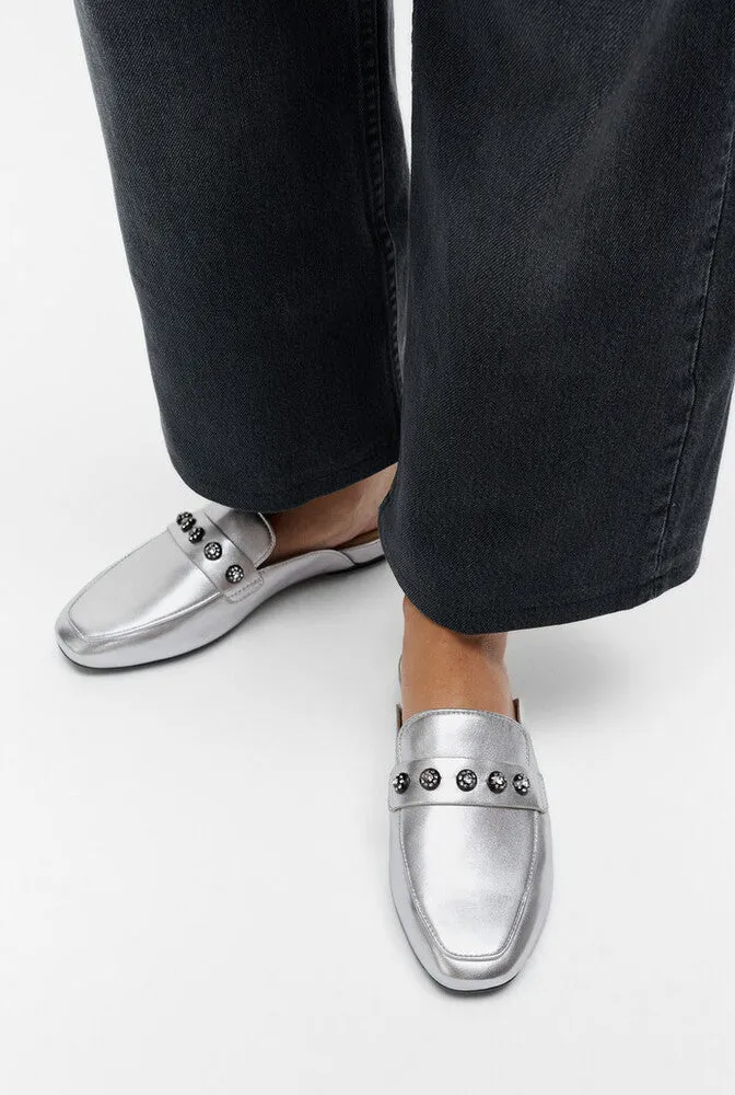 DELICATO Crystal-Cluster Soft M/Leather Mules