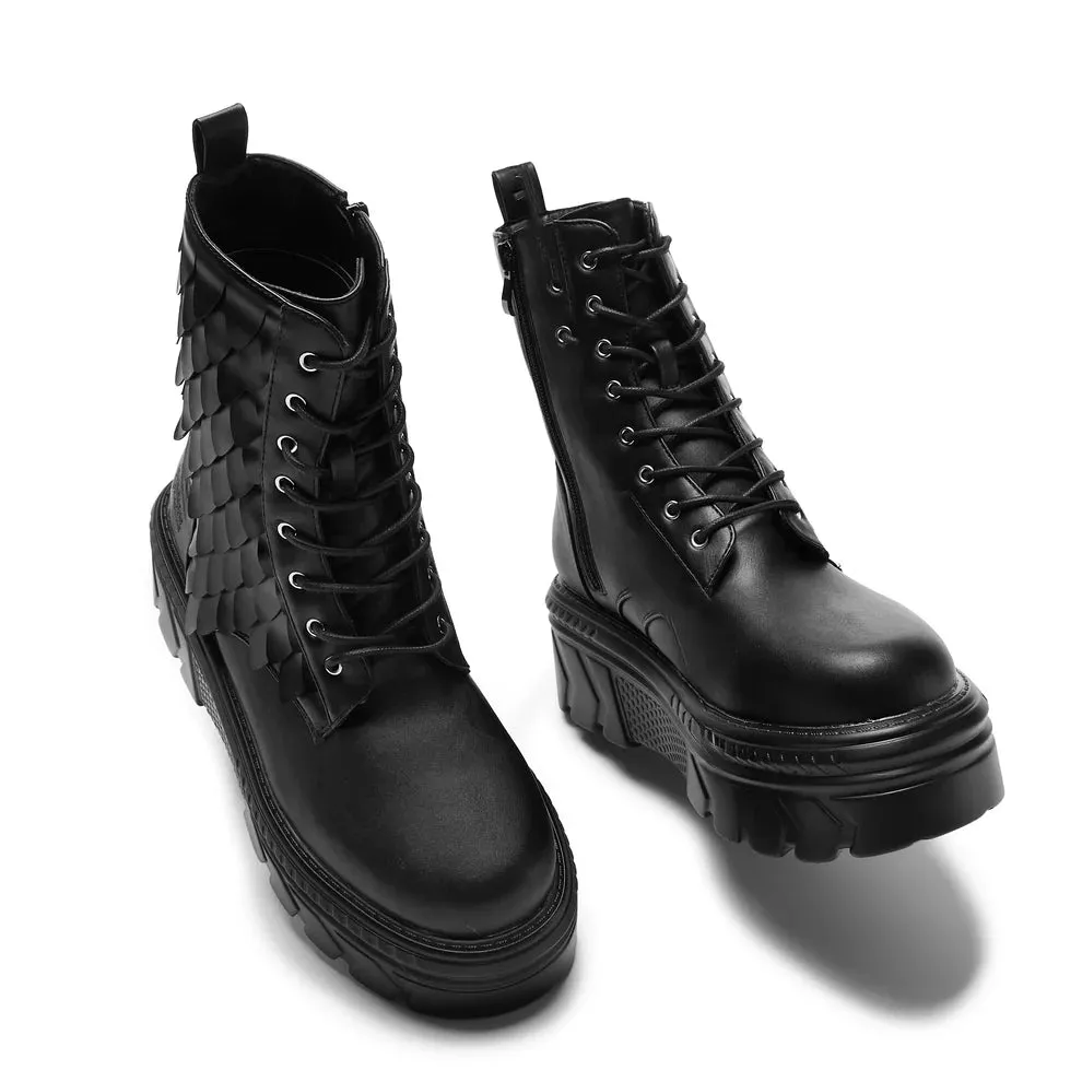 Draco Scale Chunky Stomper Boots - Black