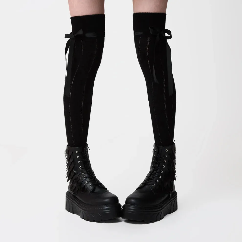 Draco Scale Chunky Stomper Boots - Black