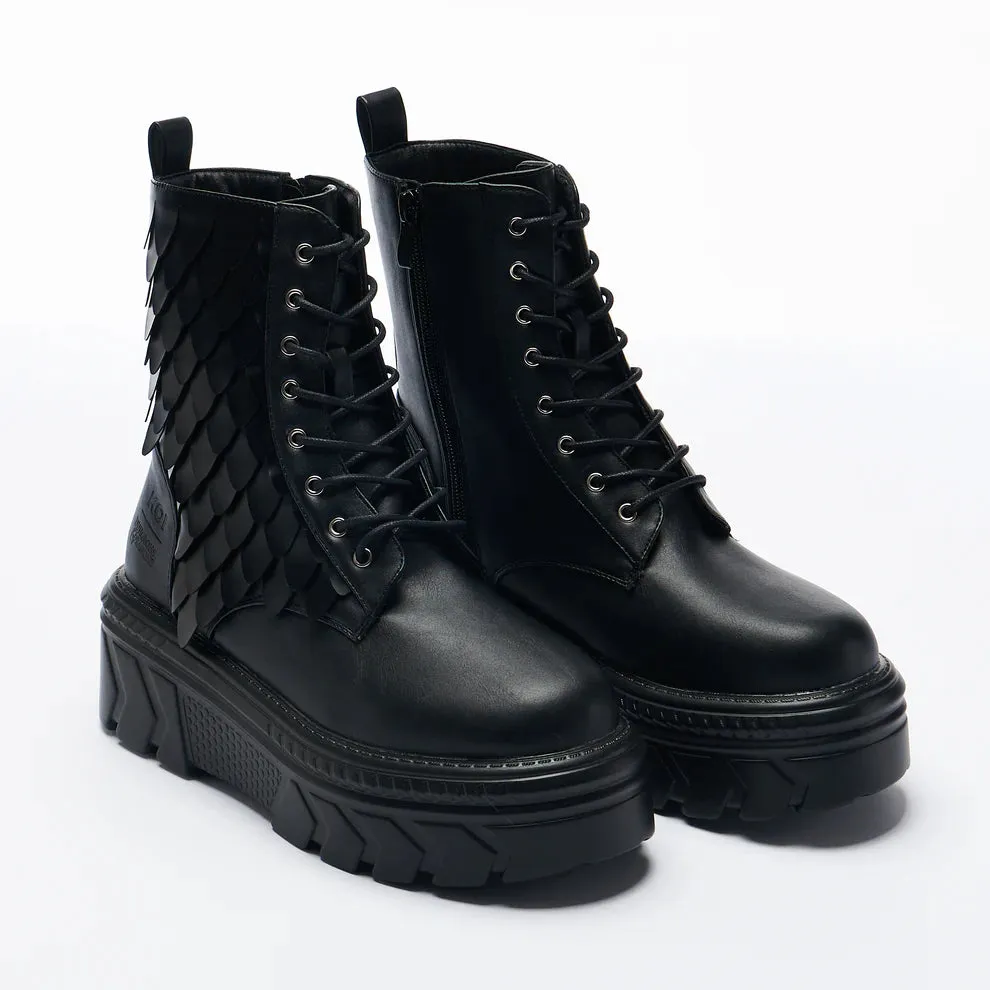 Draco Scale Chunky Stomper Boots - Black