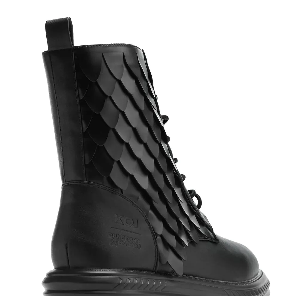 Draco Scale Chunky Stomper Boots - Black
