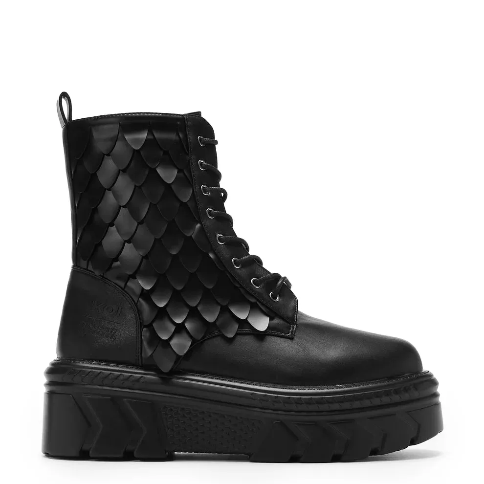 Draco Scale Chunky Stomper Boots - Black