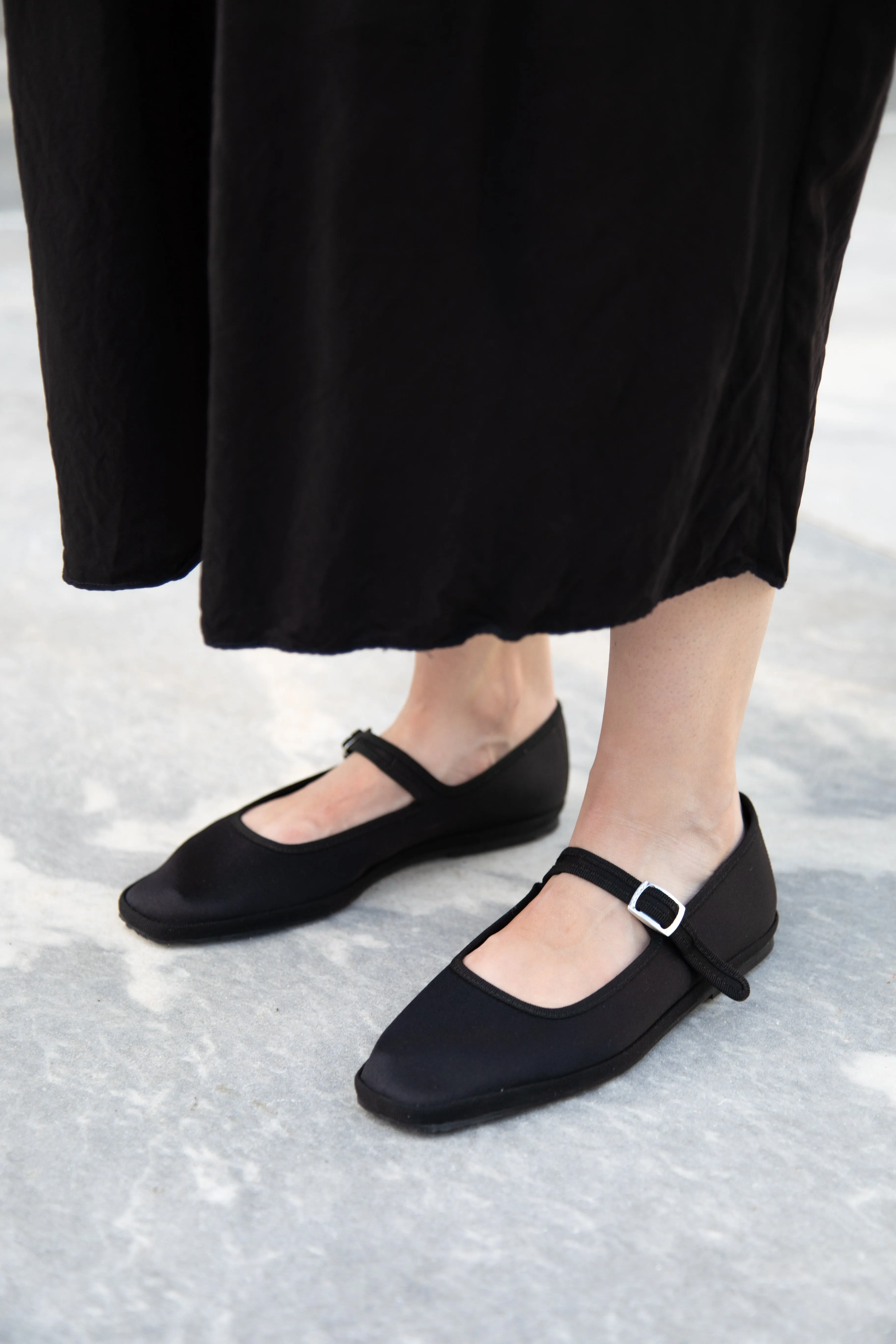 Drogheria Crivellini | Square Toe Mary Janes in Black Satin