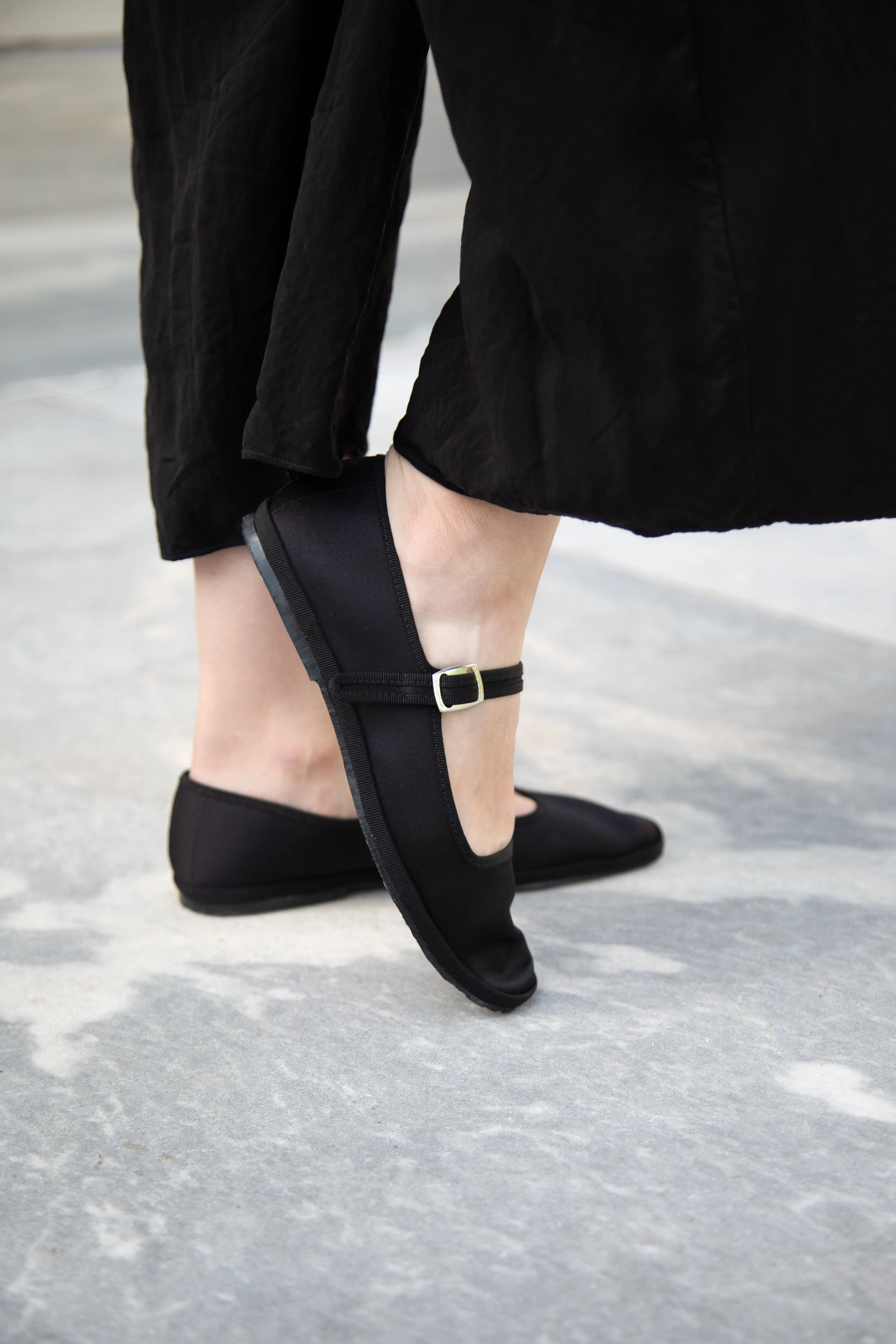 Drogheria Crivellini | Square Toe Mary Janes in Black Satin