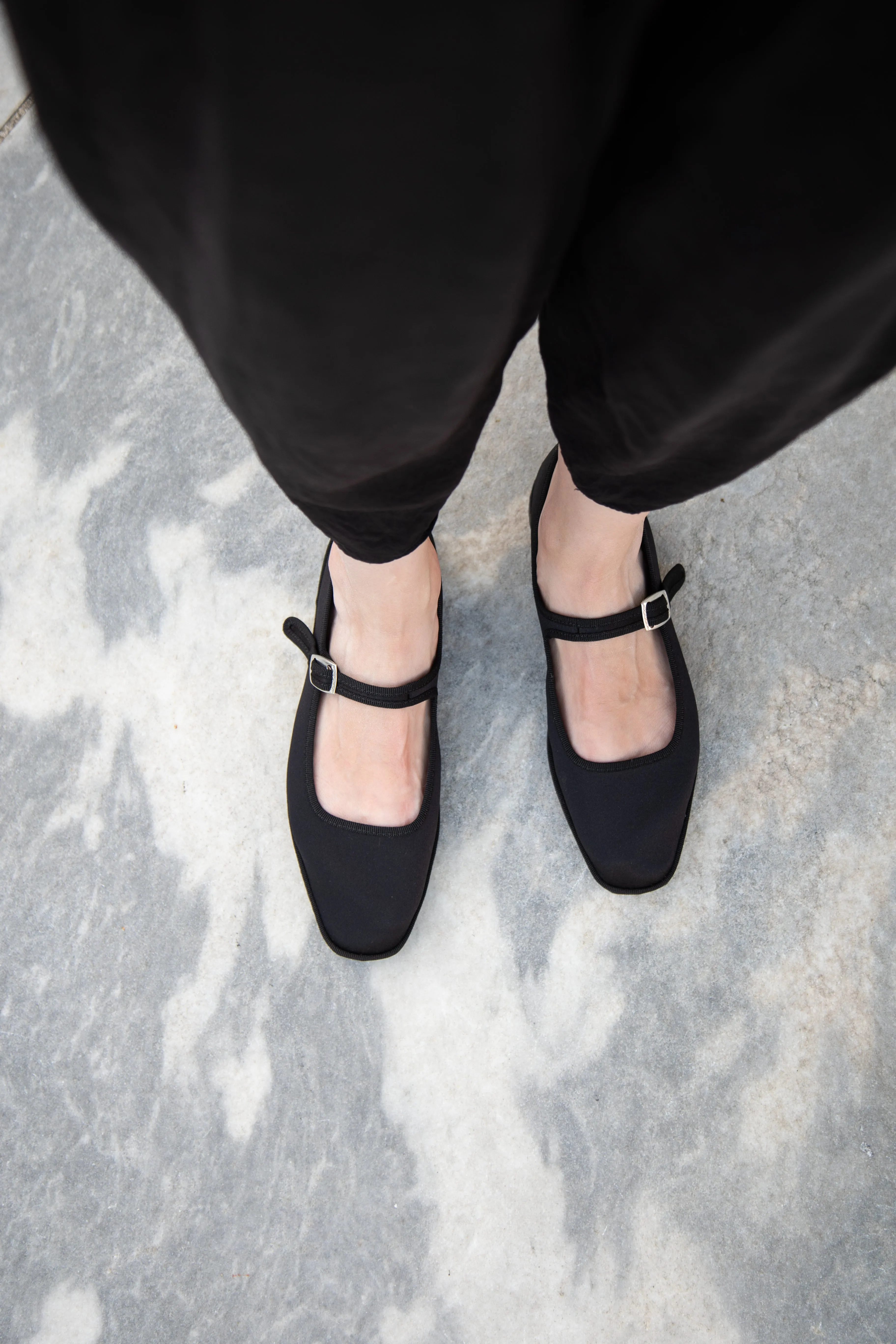 Drogheria Crivellini | Square Toe Mary Janes in Black Satin