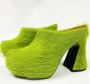 Elevate Me Fur Mule Heels