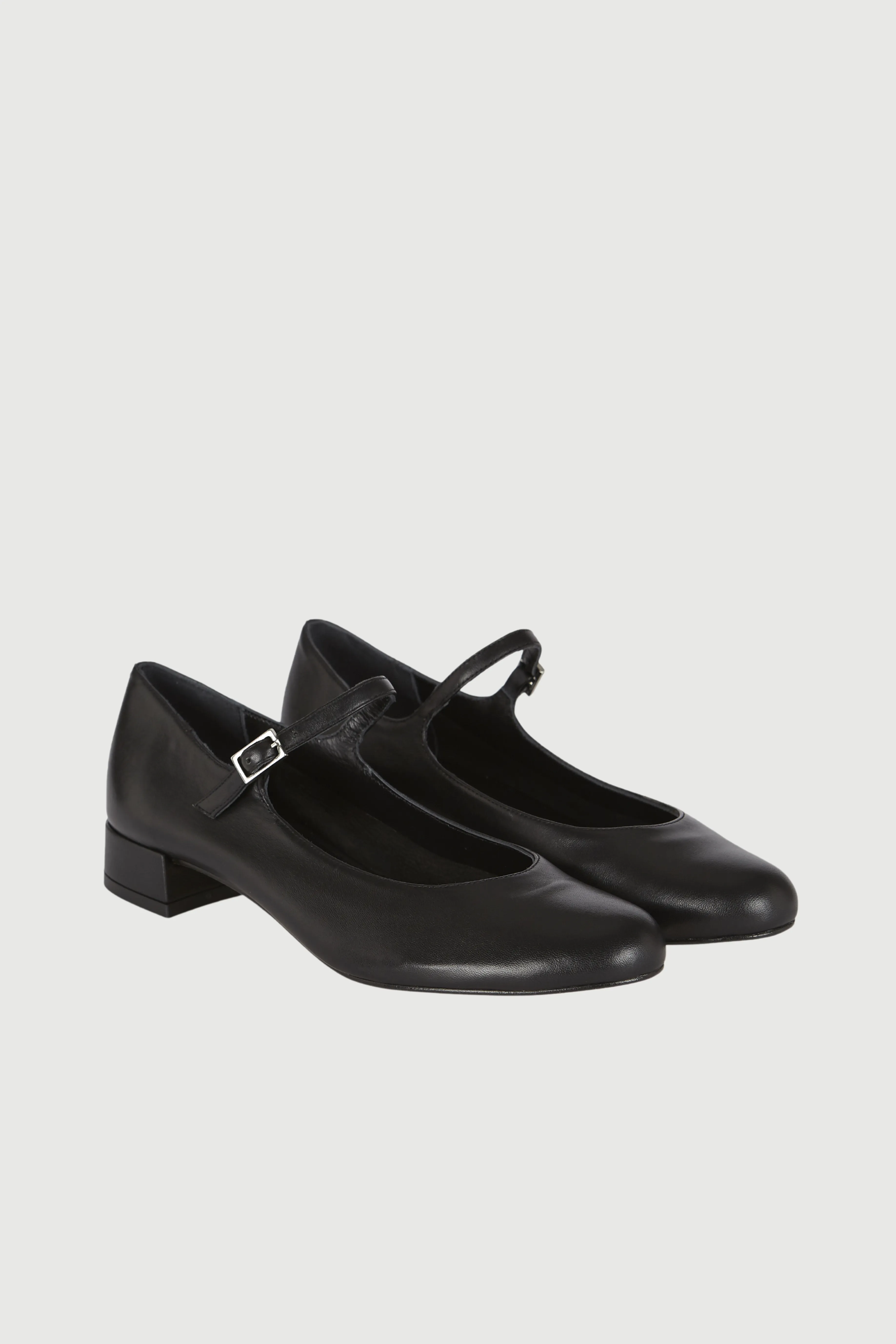 Emilia Mary Janes in Black Leather