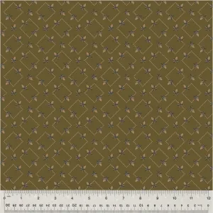Fabric DIAMOND FLORAL AGED BRONZE from GARDEN TALE Collection by Jeanne Horton 53824-18