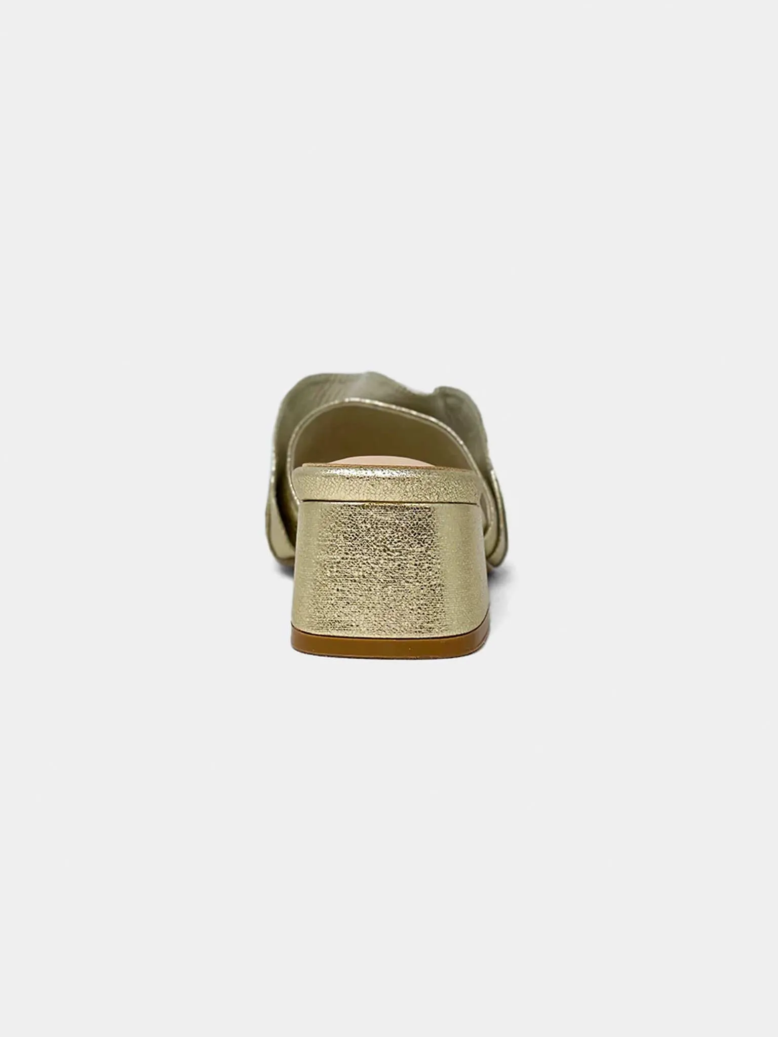 Frances Ruched Block Heel in Gold