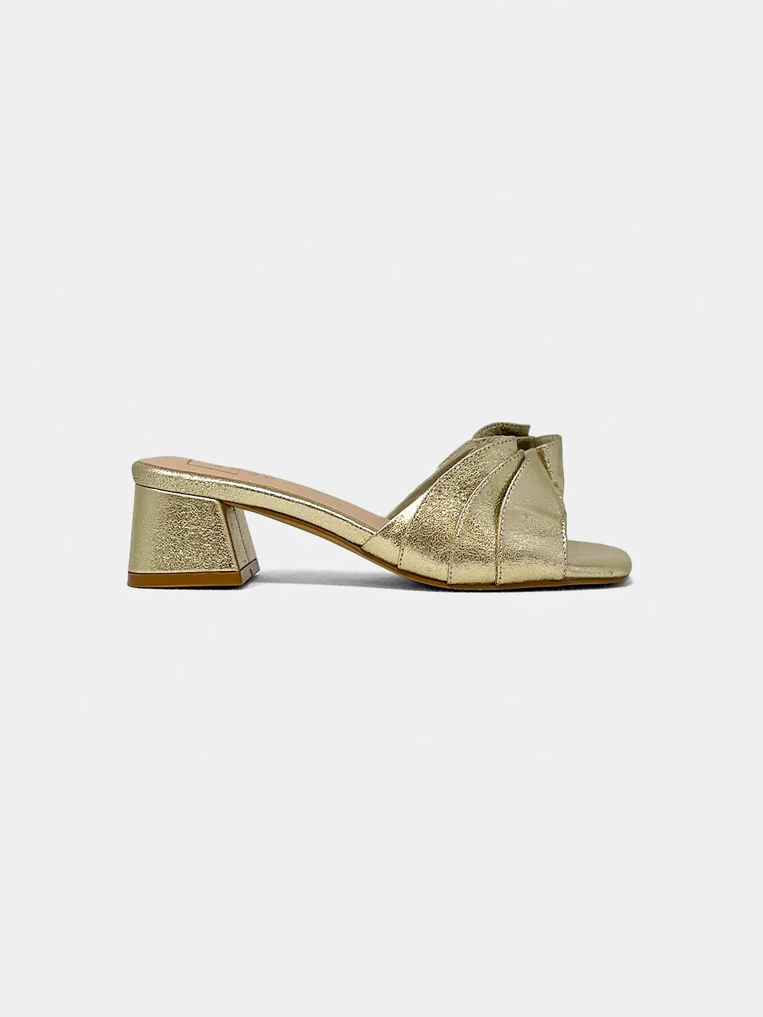 Frances Ruched Block Heel in Gold