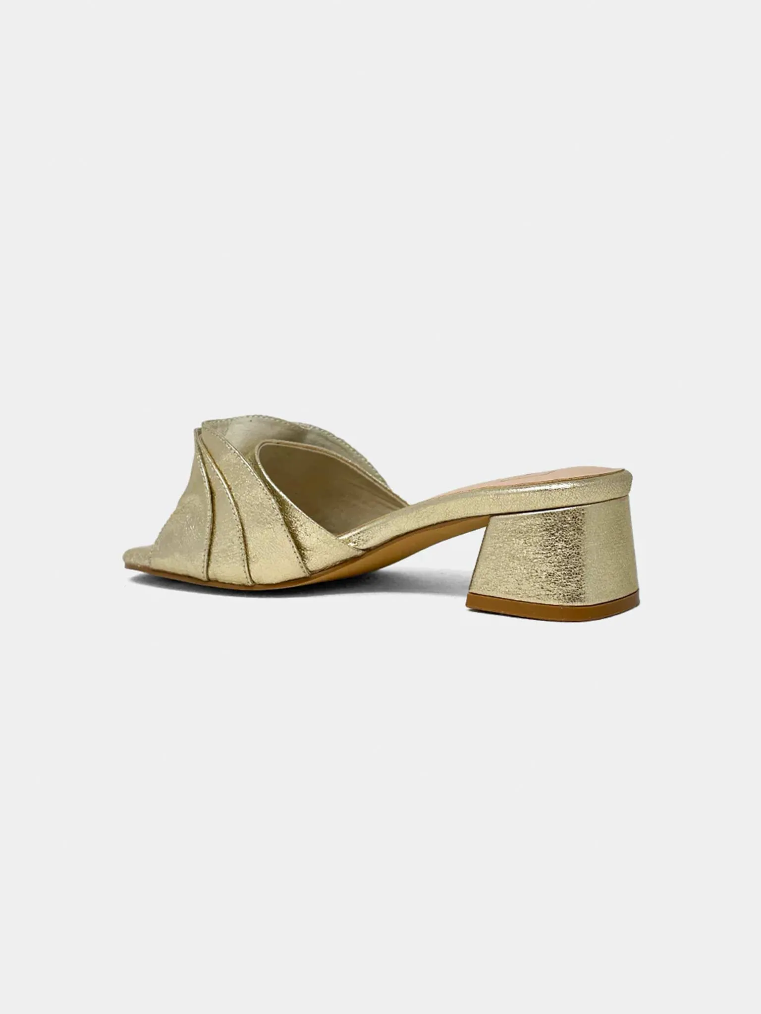 Frances Ruched Block Heel in Gold