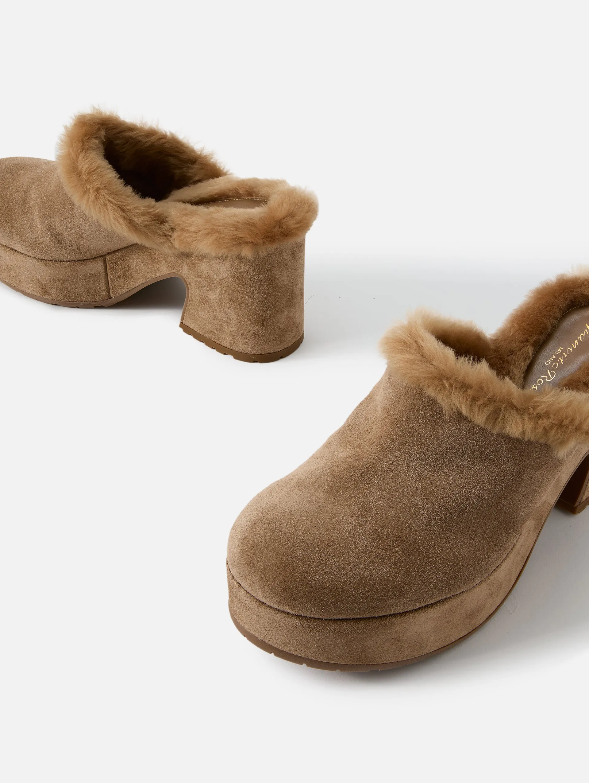 Fuzzy Heeled Mule