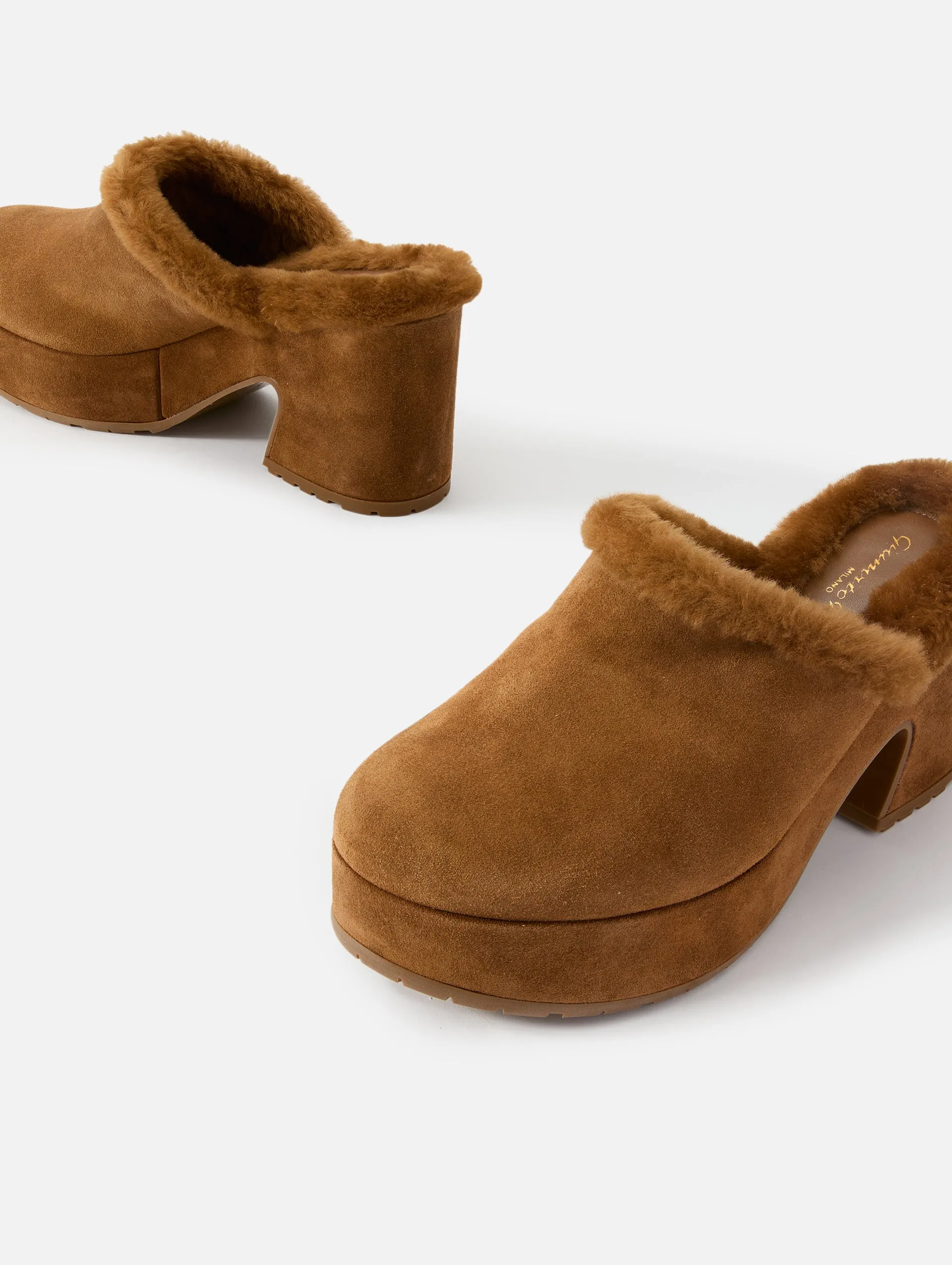 Fuzzy Heeled Mule