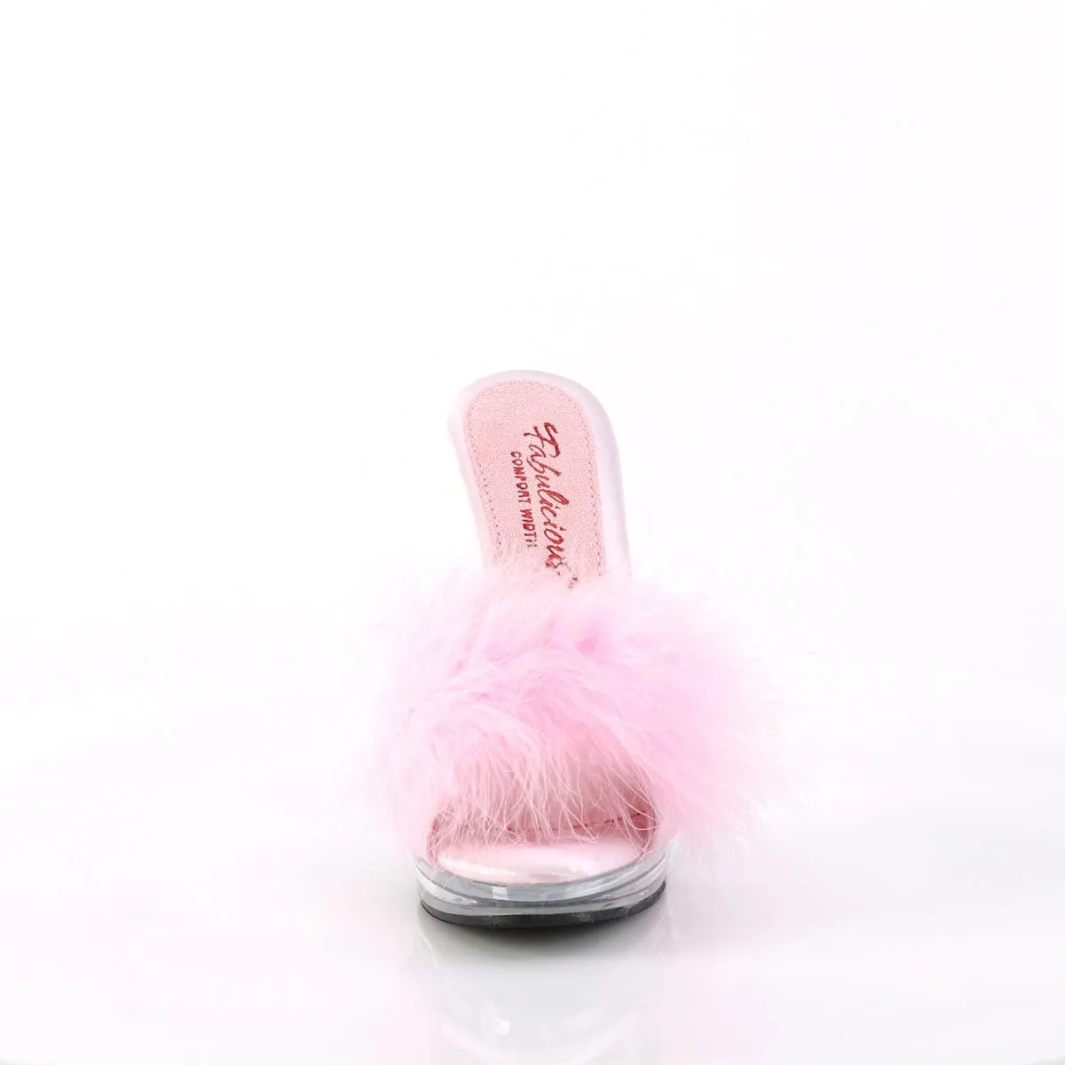 GLORY-501F-8 Baby Pink Faux Leather-Fur/Clear