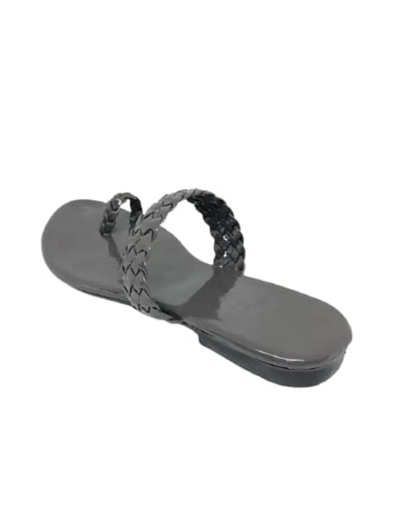 Grey Synthetic Fashion Flats
