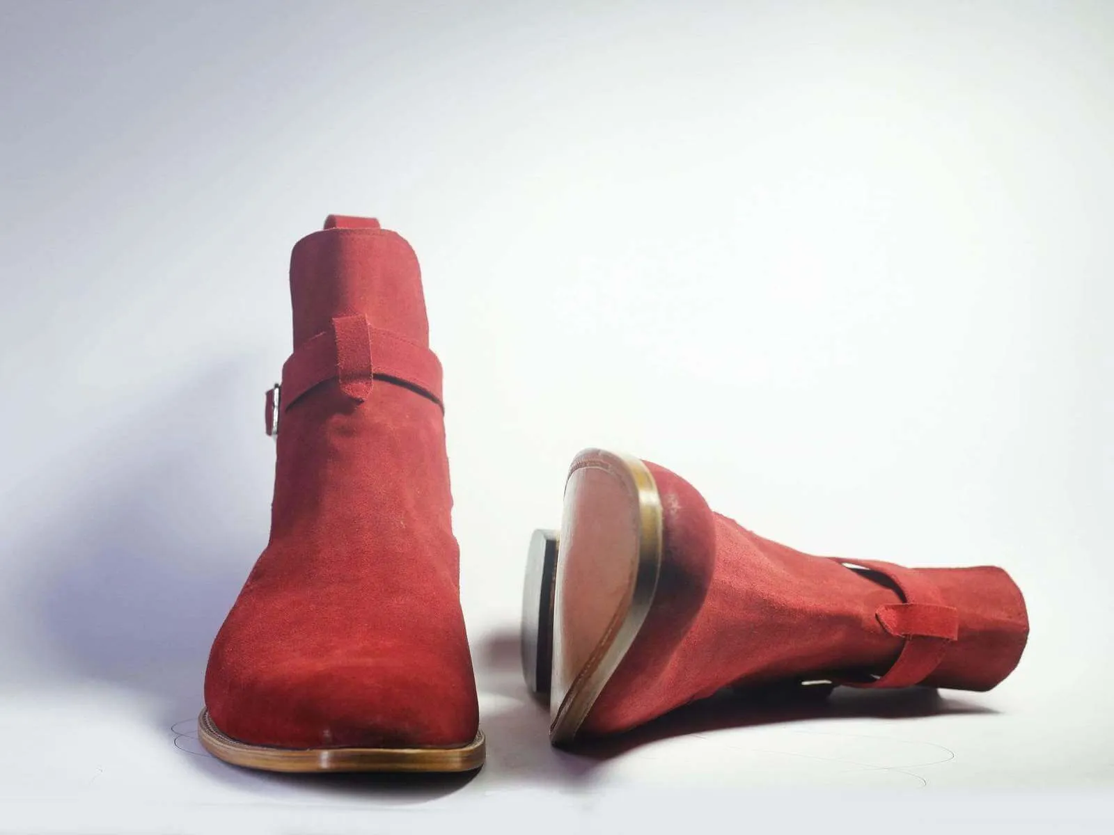 Handmade Men's Red Suede Ankle Boots, Men Designer Jodhpurs Boots
