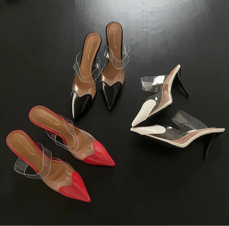 Heart Pointed Toe Mule Heels