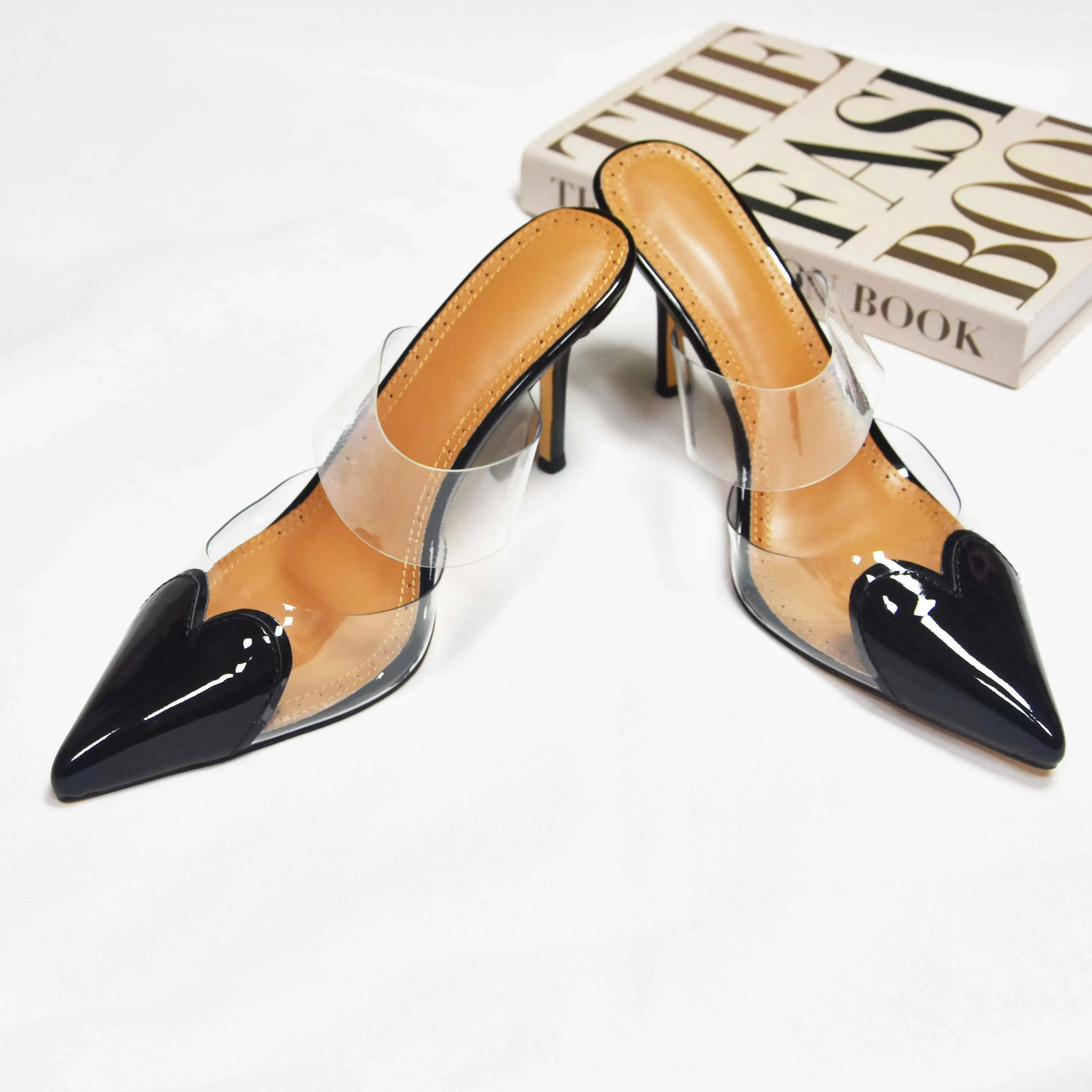 Heart Pointed Toe Mule Heels