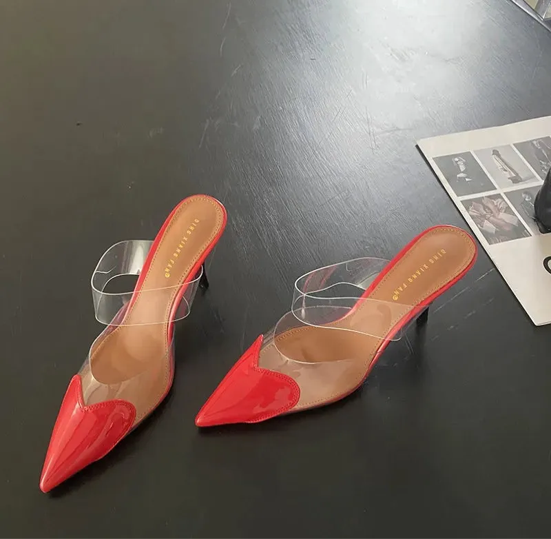 Heart Pointed Toe Mule Heels