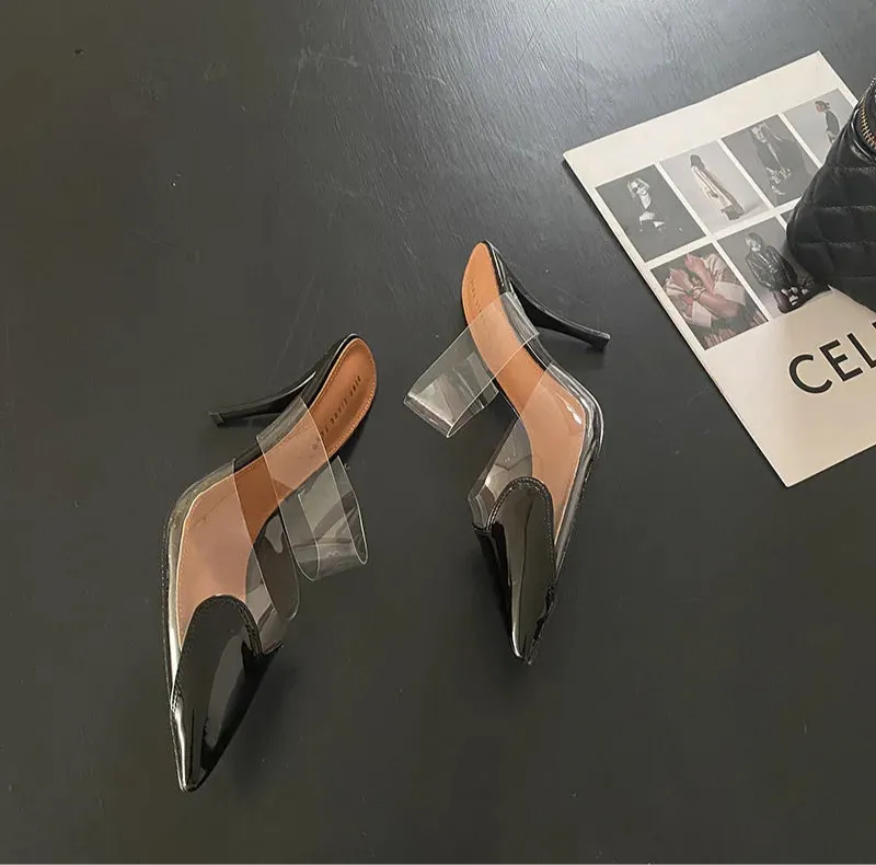 Heart Pointed Toe Mule Heels