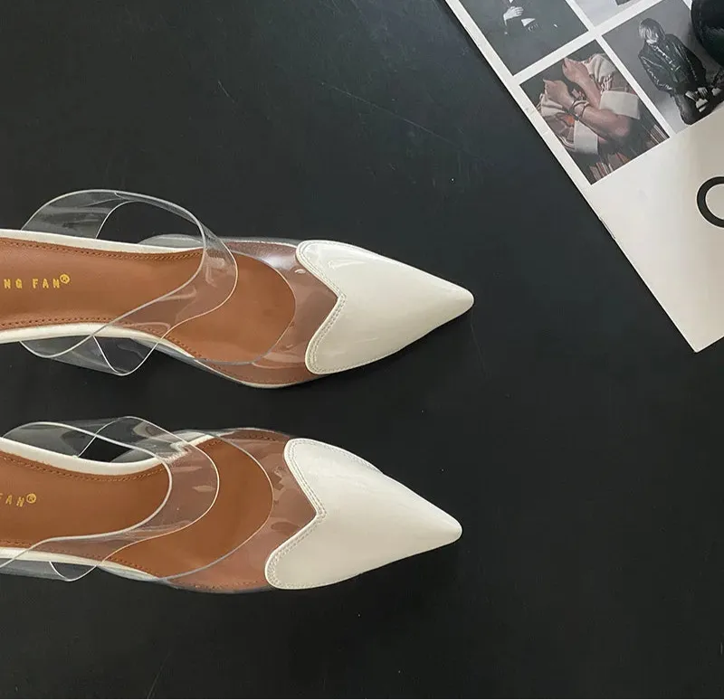 Heart Pointed Toe Mule Heels