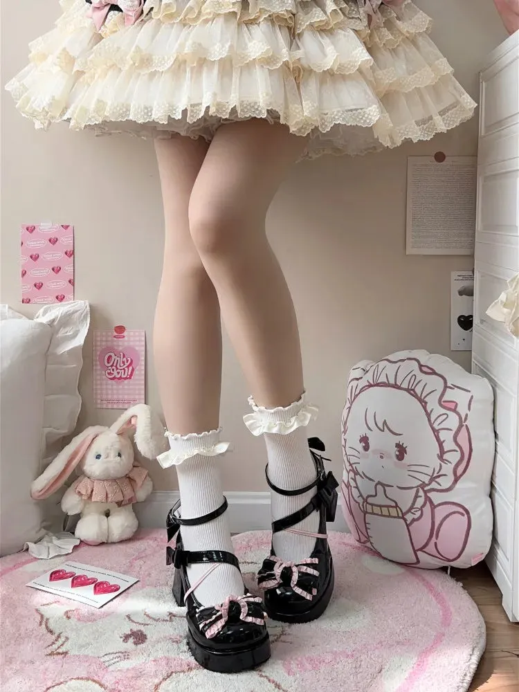 Hnzxzm High Heel 8cm Waterproof Platform 2cm Kawaii Lolita Shoes Cute Sweet Girl Japanese Style Single Women Harajuku Anime Shoes