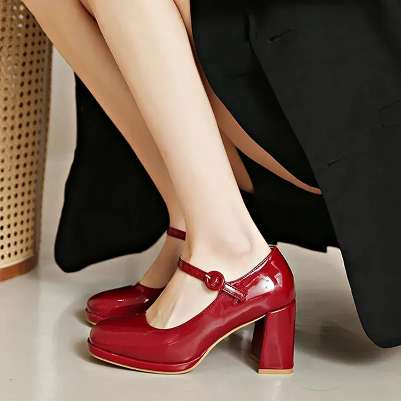 Hnzxzm High Heels Marie Janes Women 2024 Shoes Square Toe Party Spring New Shoes Shallow Fashion Zapatos Chunky Dress Female Elegant