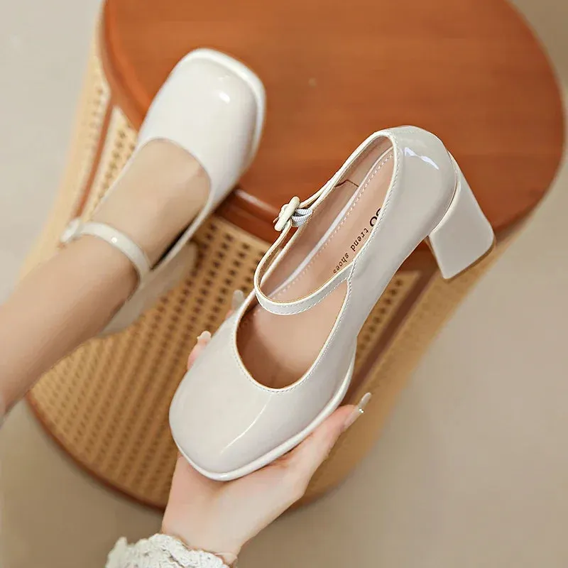 Hnzxzm High Heels Marie Janes Women 2024 Shoes Square Toe Party Spring New Shoes Shallow Fashion Zapatos Chunky Dress Female Elegant