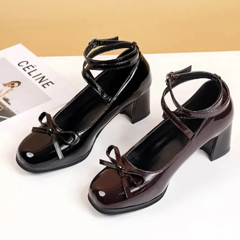 Hnzxzm High Heels Marie Janes Women 2024 Shoes Square Toe Party Spring New Shoes Shallow Fashion Zapatos Chunky Dress Female Elegant