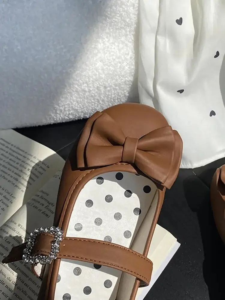 Hnzxzm Kawaii Cute Girl Lolita Shoes Japanese Women Shoes Bowknot Round-toe Loli Shoes Jk Girls Flat Tea Party Sweet Shoe
