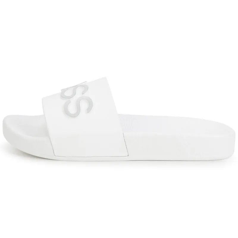 Hugo Boss White Silver Logo Slide J19079